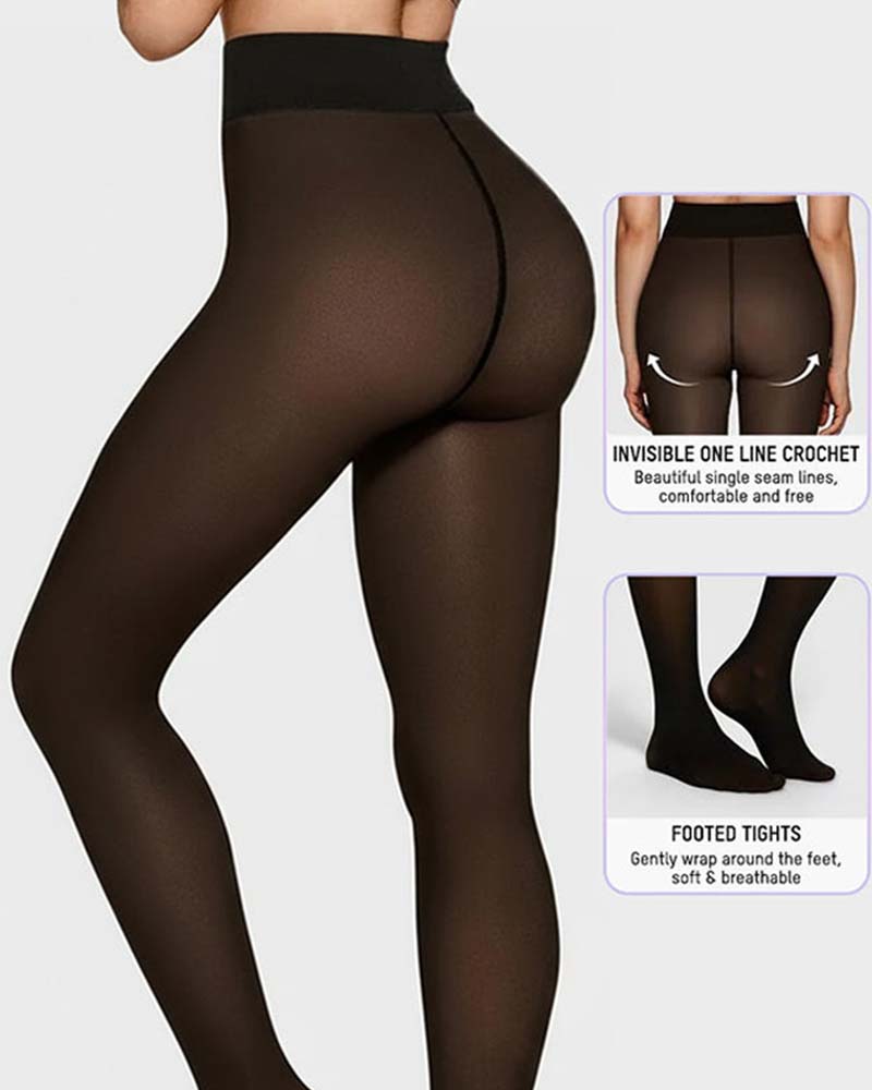 Nieuw model Naadloze Doorschijnende Fleece Gevoerde Panty