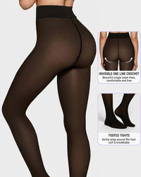Nieuw model Naadloze Doorschijnende Fleece Gevoerde Panty