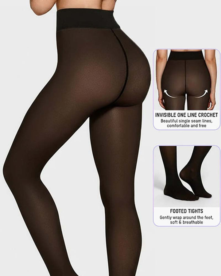 Nieuw model Naadloze Doorschijnende Fleece Gevoerde Panty