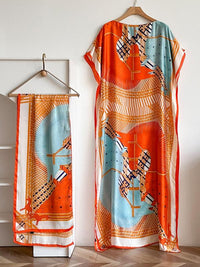 Dames sjaal en omslagdoek set met pauwenprint – elegante strandbedekking