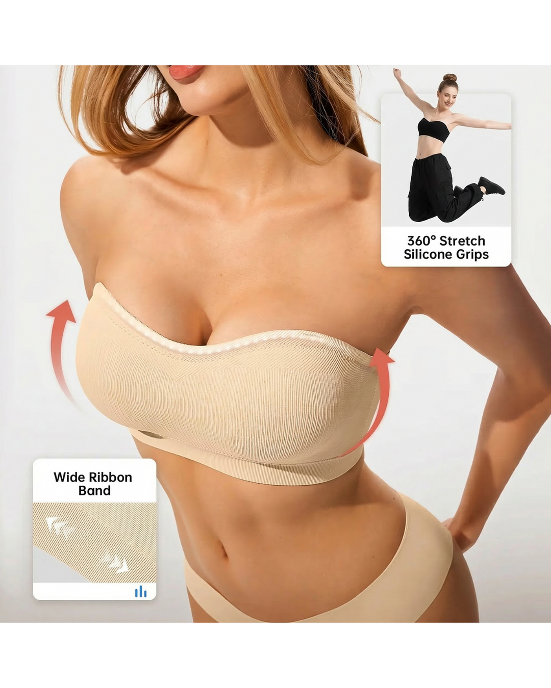 Draadloze multiway bandeau bh – Comfortabel en goed aansluitend, ook in grote maten