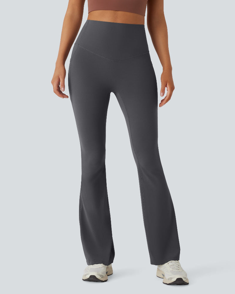 High-Waisted Buikcorrigerende Shaping Yoga Legging met Zakken en Uitlopende Pijpen