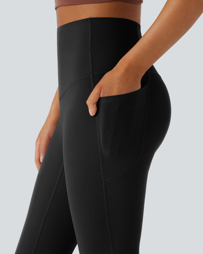 High-Waisted Buikcorrigerende Shaping Yoga Legging met Zakken en Uitlopende Pijpen