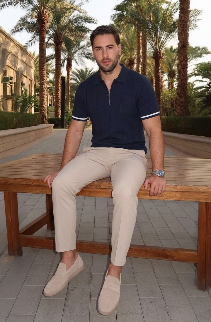 Antibes Halve Rits Polobroek Set