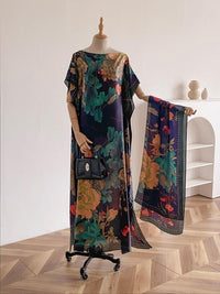 Dames sjaal en omslagdoek set met pauwenprint – elegante strandbedekking