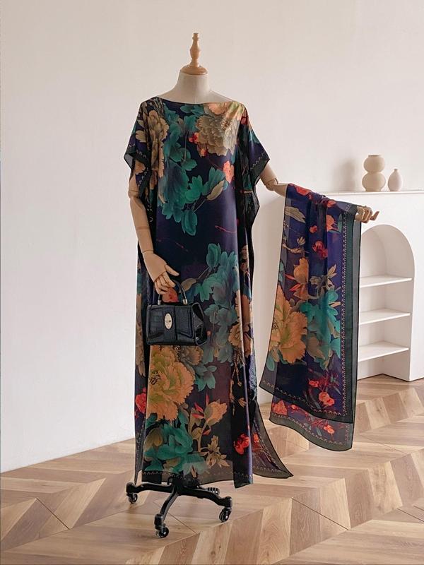 Dames sjaal en omslagdoek set met pauwenprint – elegante strandbedekking