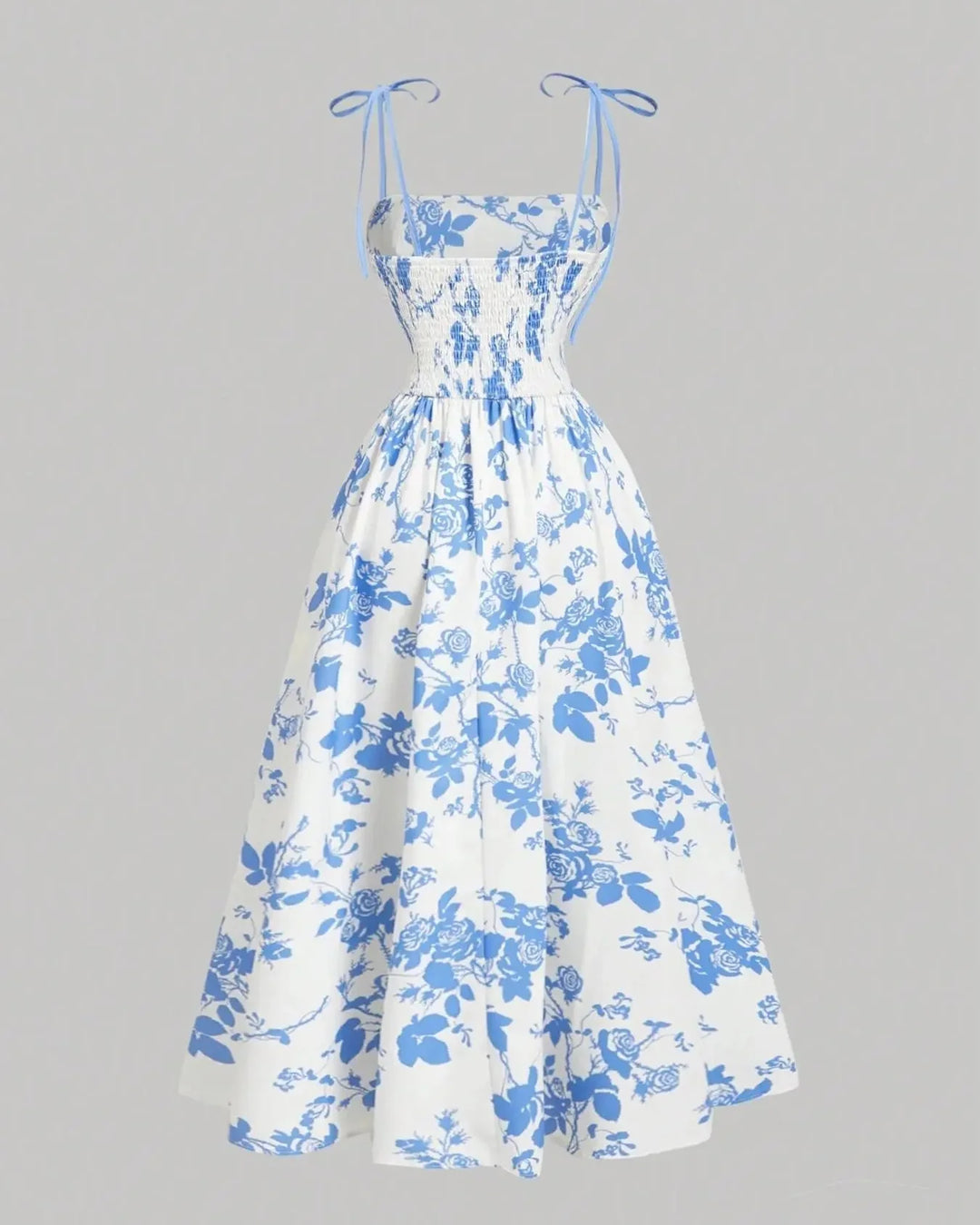 Midi Cami-jurk met Bloemenprint en Strikbandjes, Geschikt voor Grotere Maten