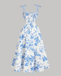 Midi Cami-jurk met Bloemenprint en Strikbandjes, Geschikt voor Grotere Maten