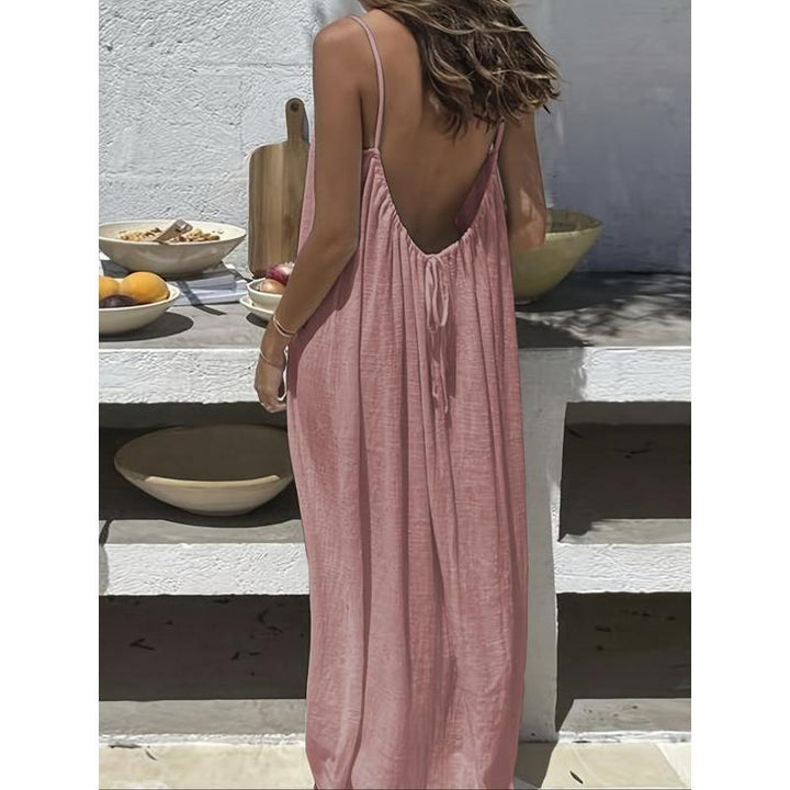 Mouwloze Cami Maxi Loungejurk voor Dames, Effen Kleur, Nachtkleding