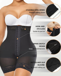 Corrigerend ondergoed met buikcontrole voor dames, Fajas Colombianas Bodyshaper Shorts met rits in het kruis