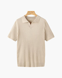 Siena Ribgebreid Poloshirt met V-hals