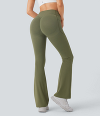 High-Waisted Buikcorrigerende Shaping Yoga Legging met Zakken en Uitlopende Pijpen
