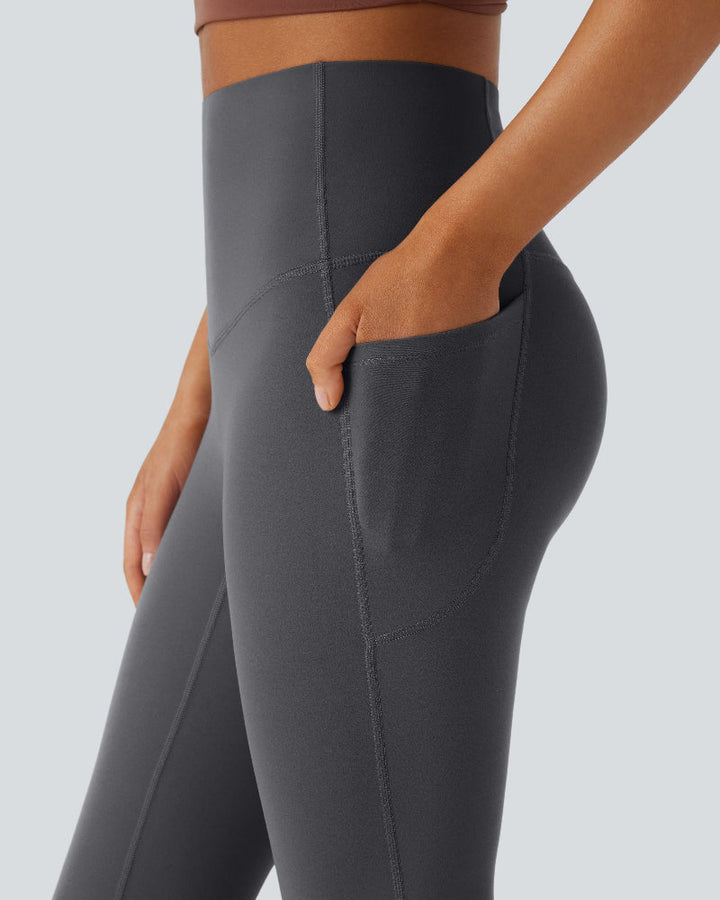 High-Waisted Buikcorrigerende Shaping Yoga Legging met Zakken en Uitlopende Pijpen