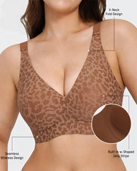 Draadloze luipaard V-hals contourbeha