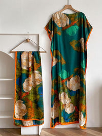 Dames sjaal en omslagdoek set met pauwenprint – elegante strandbedekking