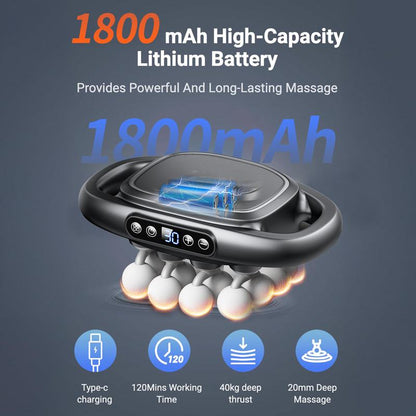 Adjustable Deep Tissue Massage Gun with 16 Heads, 30 Speeds & Red Light Therapy