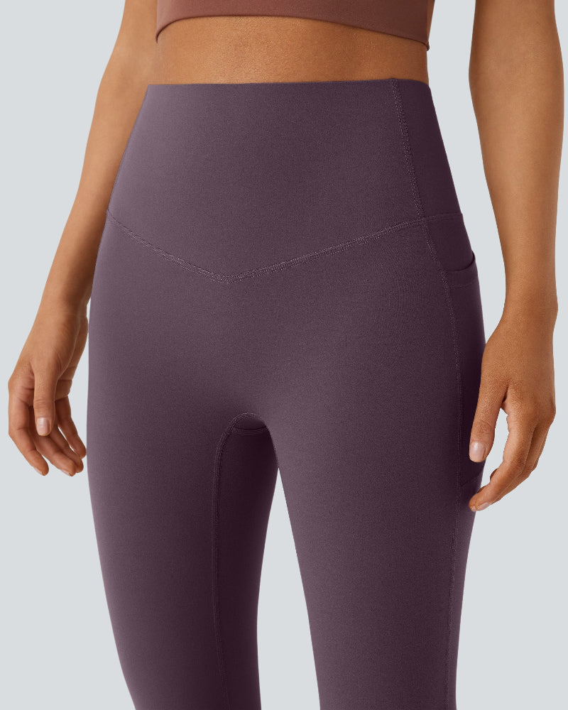 High-Waisted Buikcorrigerende Shaping Yoga Legging met Zakken en Uitlopende Pijpen