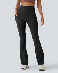 High-Waisted Buikcorrigerende Shaping Yoga Legging met Zakken en Uitlopende Pijpen
