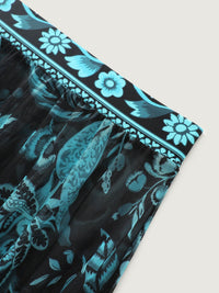 Tweedelig Badpak met Bloemenprint, Gerimpeld Gaas en Sarong