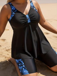 Azure Bloom Tankini Set Grote Maten