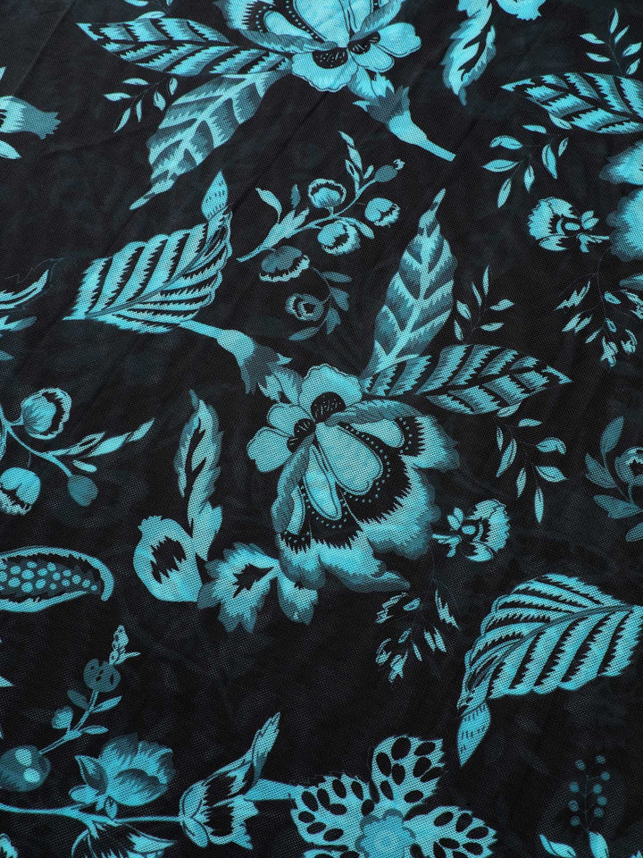 Tweedelig Badpak met Bloemenprint, Gerimpeld Gaas en Sarong