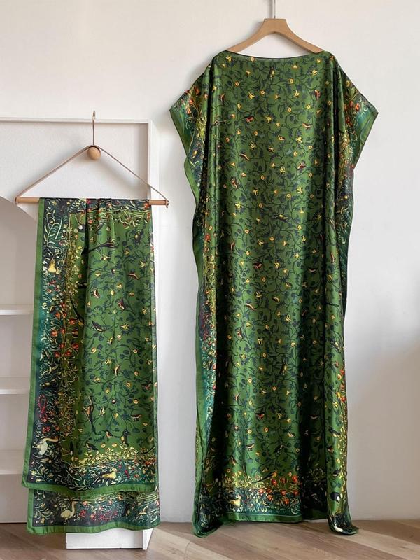 Dames sjaal en omslagdoek set met pauwenprint – elegante strandbedekking