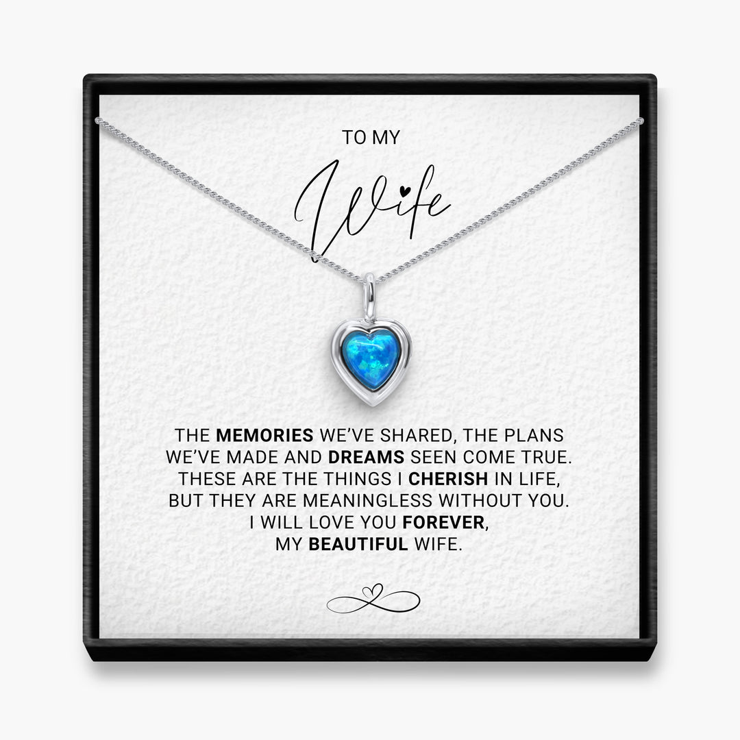 Vrouw Dromen Komen Uit - Blauwe Opaal Hart Ketting
