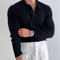 Vienna Ribfluwelen Polo Shirt met Lange Mouwen