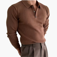 Vienna Ribfluwelen Polo Shirt met Lange Mouwen