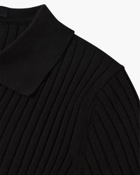 Siena Ribgebreid Poloshirt met V-hals