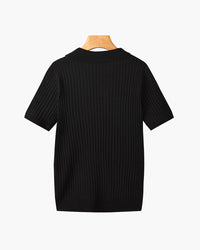 Siena Ribgebreid Poloshirt met V-hals