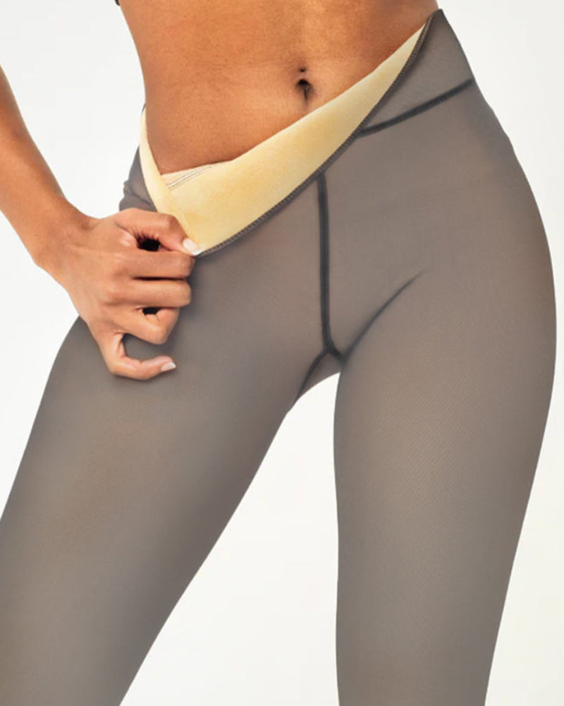 Nieuw model Naadloze Doorschijnende Fleece Gevoerde Panty