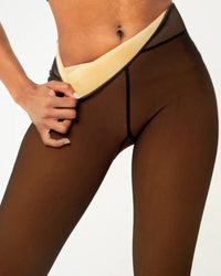 Nieuw model Naadloze Doorschijnende Fleece Gevoerde Panty