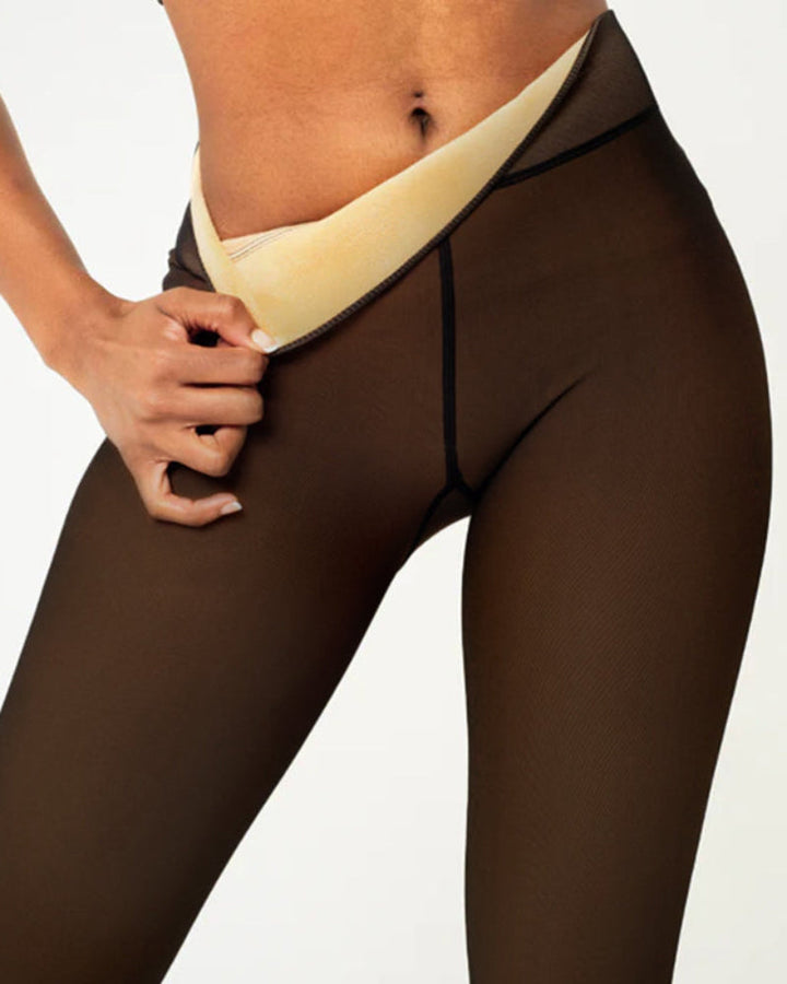 Nieuw model Naadloze Doorschijnende Fleece Gevoerde Panty