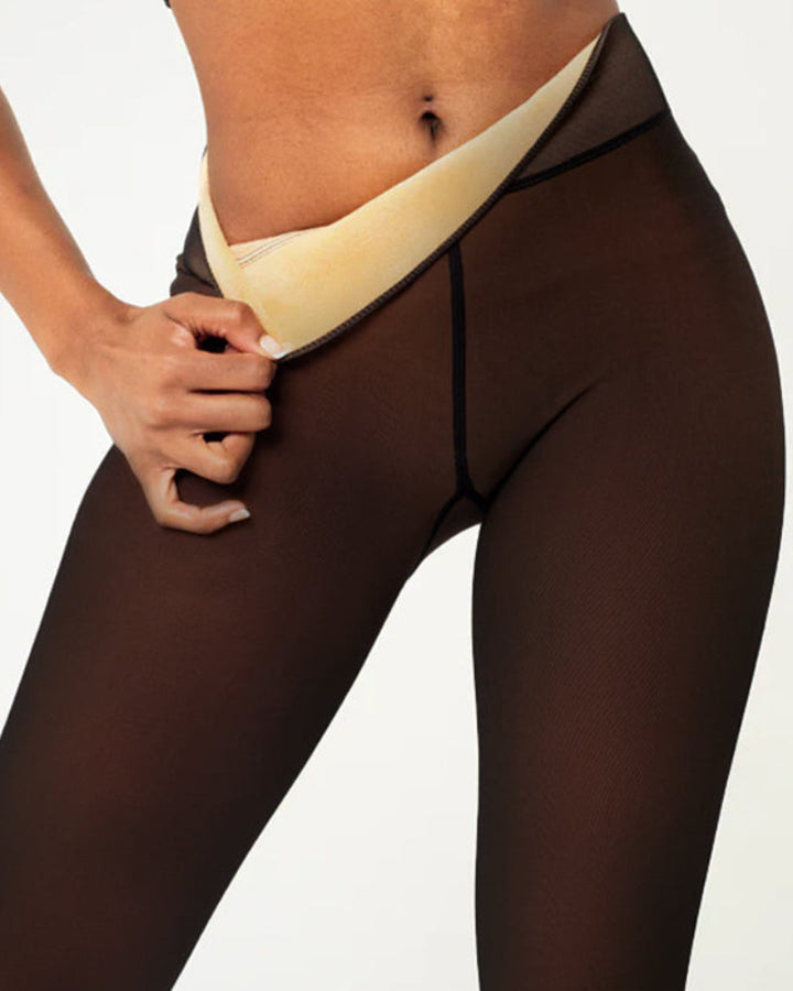 Nieuw model Naadloze Doorschijnende Fleece Gevoerde Panty