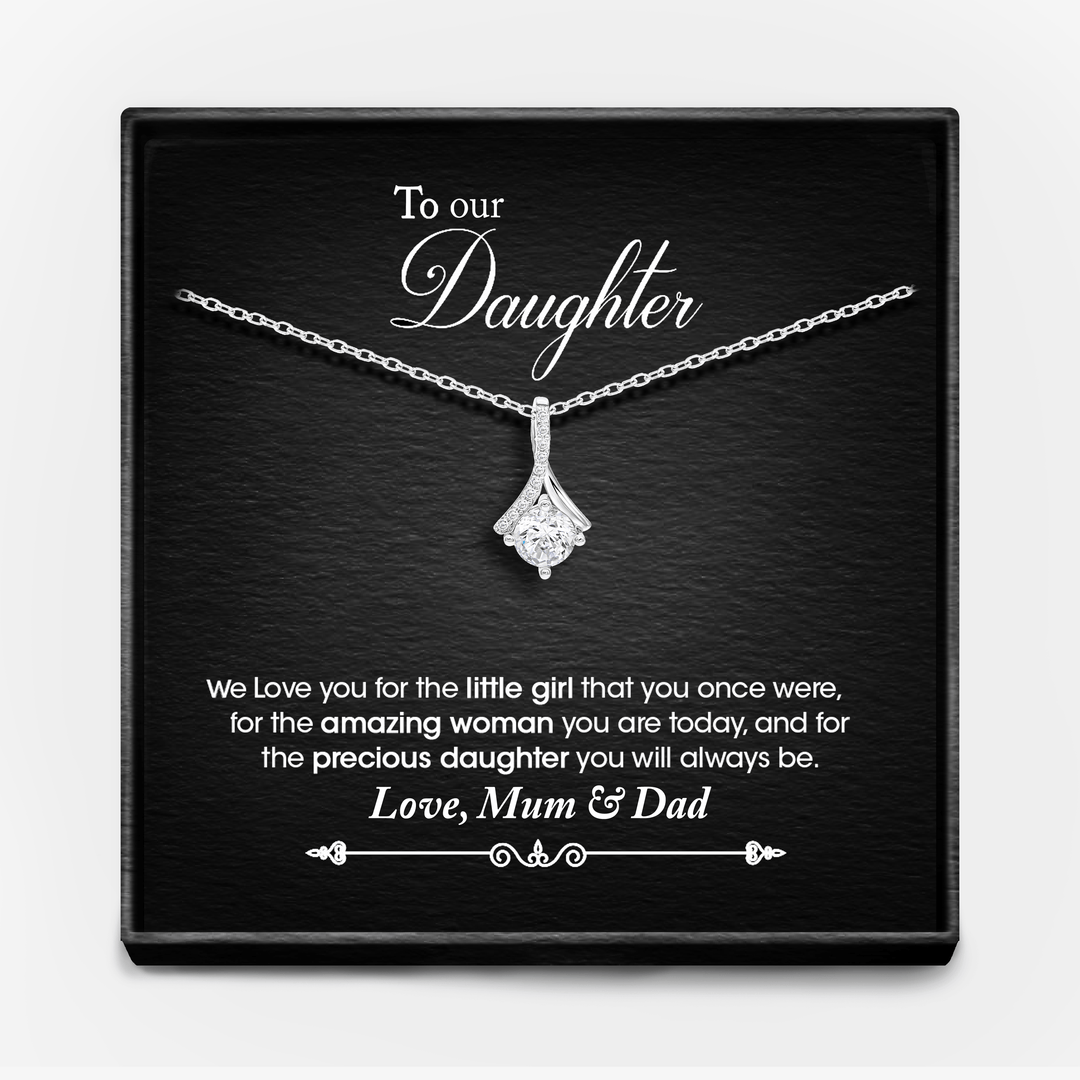"VOOR ONZE DOCHTER, LIEFDE PAPA & MAMA" WITGOUDEN KETTING