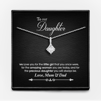 "VOOR ONZE DOCHTER, LIEFDE PAPA & MAMA" WITGOUDEN KETTING