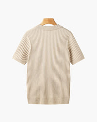 Siena Ribgebreid Poloshirt met V-hals
