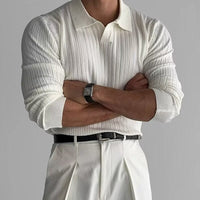 Florence Ribgebreid Poloshirt Met Lange Mouwen
