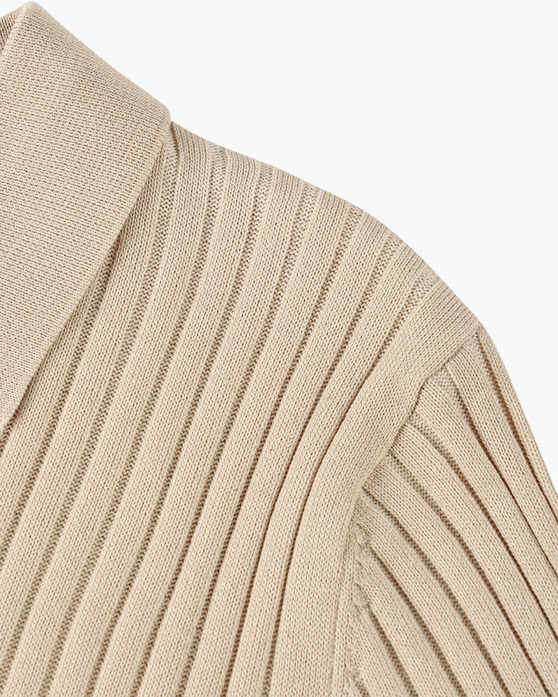 Siena Ribgebreid Poloshirt met V-hals