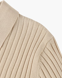 Siena Ribgebreid Poloshirt met V-hals