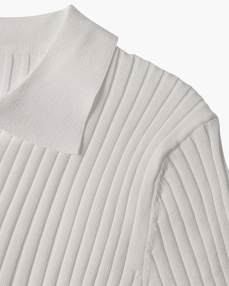 Siena Ribgebreid Poloshirt met V-hals