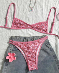 Bloemen tweedelige bikiniset met open rug