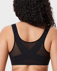 Bralette met voorsluiting, zonder voering, met beugel, diepe V-hals en rugondersteuning