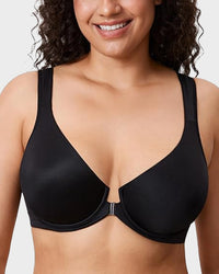 Bralette met voorsluiting, zonder voering, met beugel, diepe V-hals en rugondersteuning