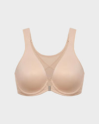 Bralette met voorsluiting, zonder voering, met beugel, diepe V-hals en rugondersteuning