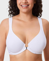 Bralette met voorsluiting, zonder voering, met beugel, diepe V-hals en rugondersteuning