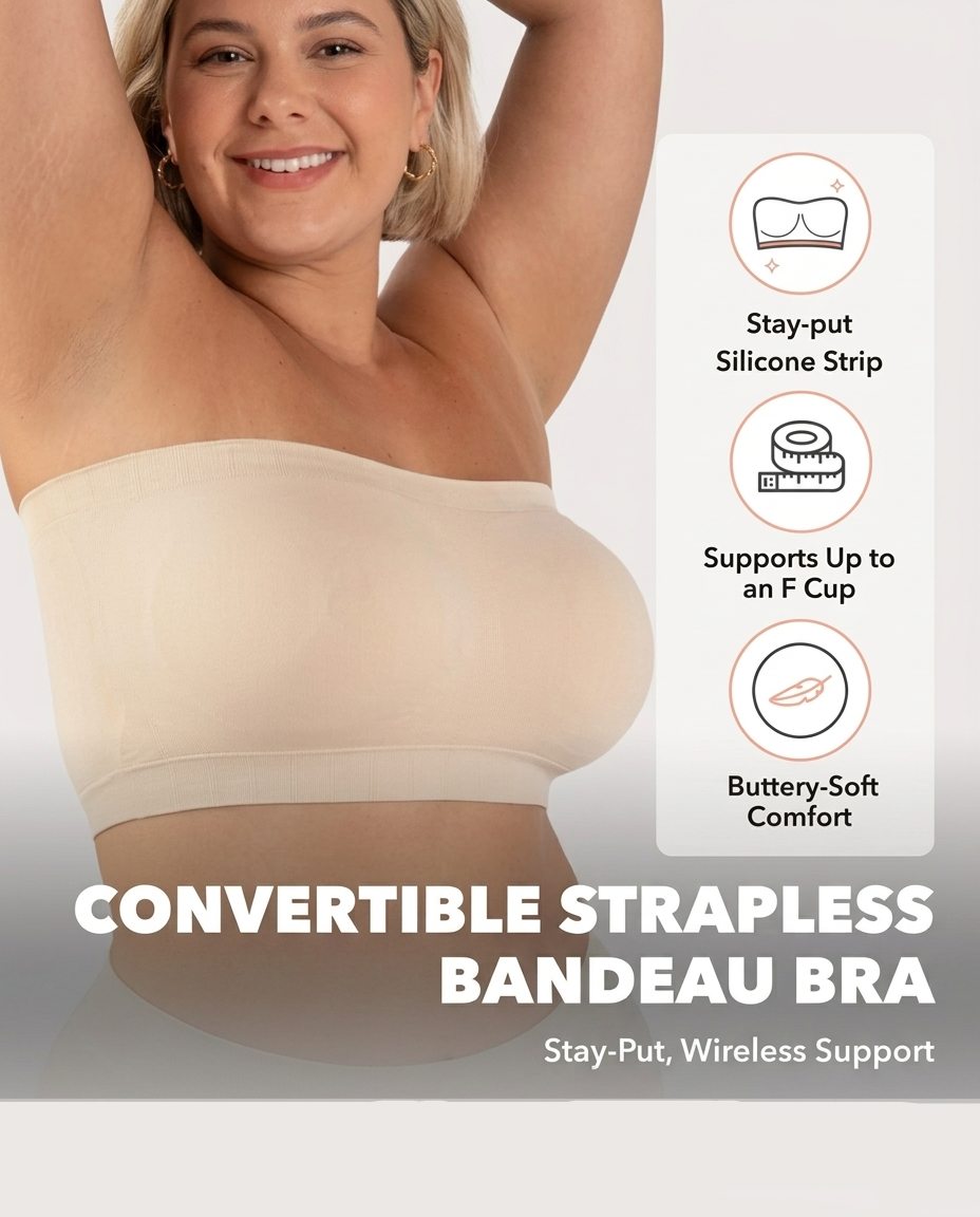 Draadloze Strapless Bandeau BH Antislip Verstelbare Bandjes Grote Maten