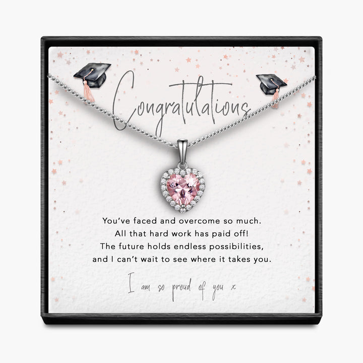 Geslaagd! Gefeliciteerd! - Sprankelende Morganiet Hartketting