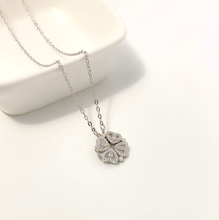 Sterling Zilver Magnetische Opvouwbare Klavertje Vier Ketting